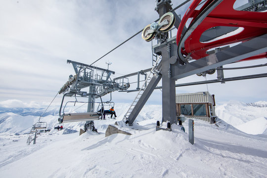 Ski lift in the Gudauri ski resort, Georgia