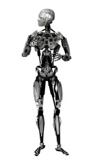 3D Rendering Male Robot on White