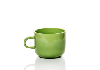 Cup with milk on a white background