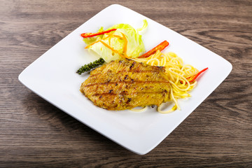 Grilled meat with green curry