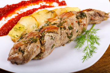 Baked pork with potato