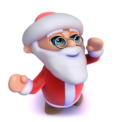 3d Cartoon Santa cheers happily at Christas