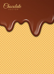 Melted Chocolate Syrup. Sweet Design. Vector illustration.