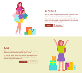 Women with Shopping Bags Vector Illustration