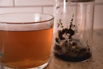 loose leaf tea in a teapot being brewed