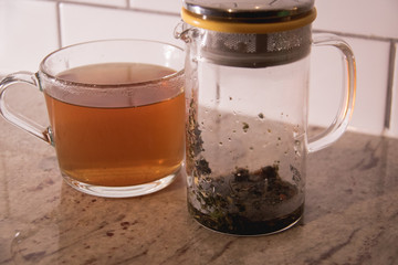 loose leaf tea in a teapot being brewed