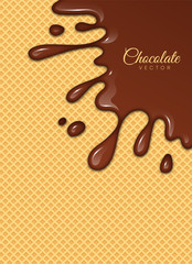 Melted Chocolate Syrup. Sweet Design. Vector illustration.