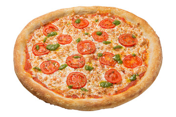 italian pizza on white background isolated