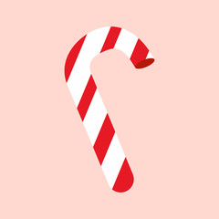 Simple Cartoon Candy Cane Pink Background Vector Illustration