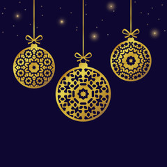 Christmas balls ornaments, xmas decoration, vector illustration