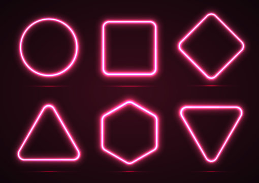 A set of neon geometric shapes.