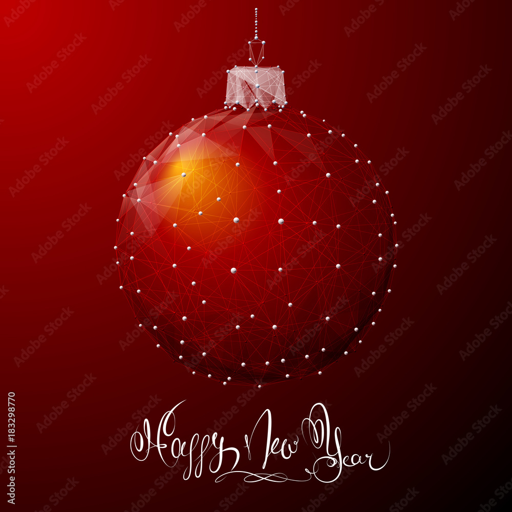 Leinwandbilder christmas ball low poly wireframe. vector polygonal image in the form of a starry sky or space, cons