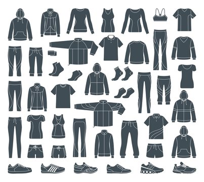 Icons of clothes for sports and workouts