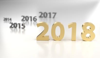 3D Rendering Of The New Year 2018 With Old Years Timeline