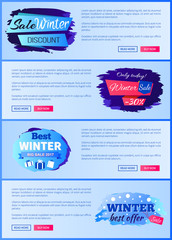 Sale Winter Discount Set on Vector Illustration
