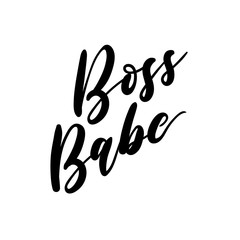 Boss babe Vector poster. Ccalligraphy isolated on white background. Feminism slogan with hand drawn lettering. Print for poster, card.