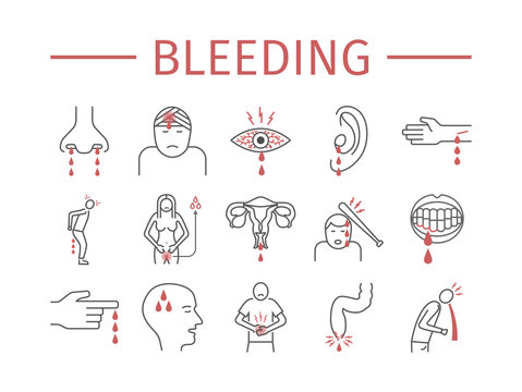Bleeding line icons set. Infographic. Vector signs for web graphics.