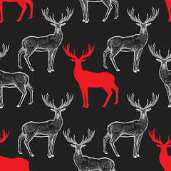 Fototapeta premium Seamless pattern with deer.
