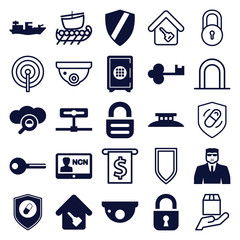 Set of 25 security filled and outline icons