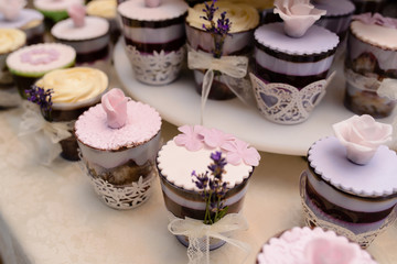 A variety of sweets and cakes.