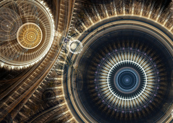 Cooper cogwhell fractal, abstract mechanical and steampunk background