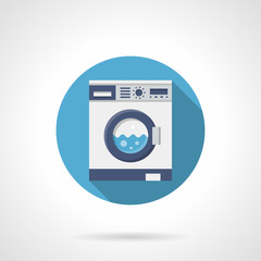 Washing clothes flat round vector icon