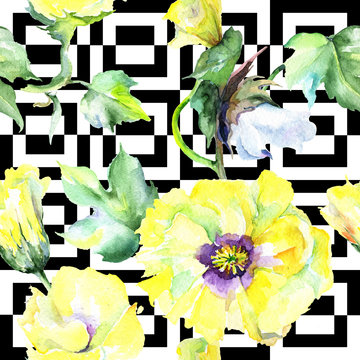 Wildflower eustama flower pattern in a watercolor style. Full name of the plant: eustama. Aquarelle wild flower for background, texture, wrapper pattern, frame or border.