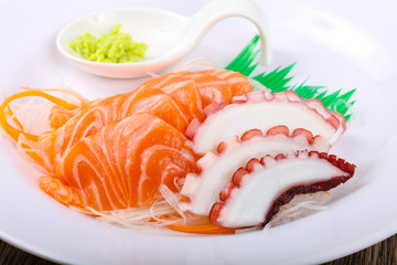 Salmon and Octopus sashimi