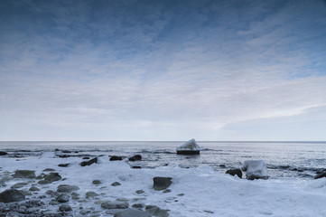 Schnee und Eis auf Rügen, der größten Insel Deutschlands, zugehörig zu Mecklenburg-Vorpommern 