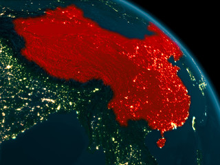 Night view of China on Earth