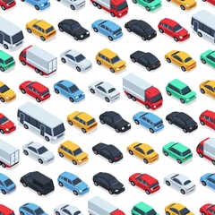  Urban cars seamless texture. Vector background. Isometric cars © MicroOne