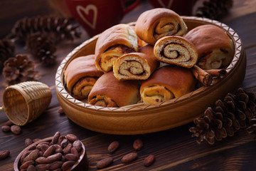 cinnamon buns with chocolate