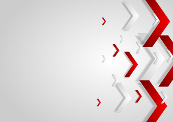 Red and grey tech abstract background with arrows