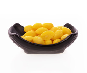Ginkgo in bowl on white background