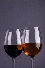 Glass of red and white wine