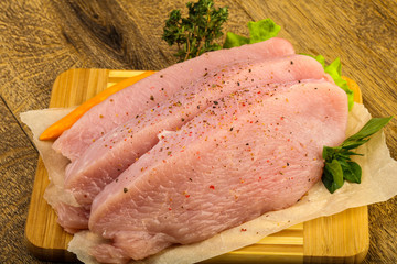 Raw turkey steak