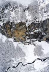 Fresh snow fall at the Sixt-Fer-à-Cheval, French Alps, France