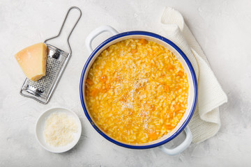 delicious pumpkin risotto with parmesan cheese