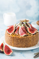 delicious caramel cheesecake  served with fresh figs