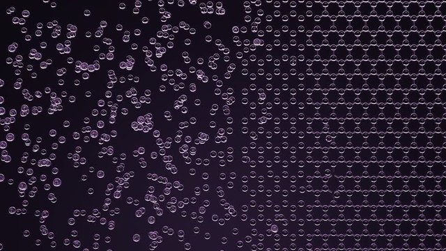 Abstract purple hexagonal molecular structure, seamless loop. 3D rendering