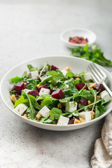 beetroot, arugula, feta cheese and walnut salad