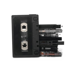 Obraz premium Vintage video cassette - VHS tape, isolated on white background