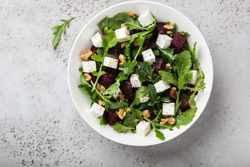 beetroot, arugula, feta cheese and walnut salad