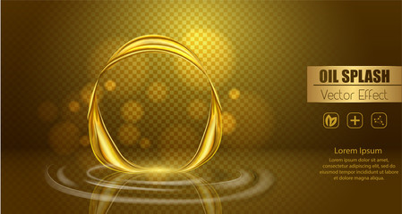 3d splash of liquid oil. Splashing oil realistic vector illustration, beauty vector effect.