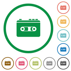 Vintage retro walkman flat icons with outlines