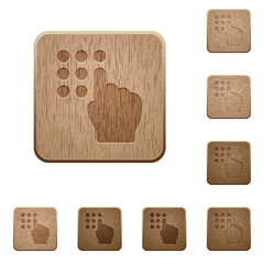 Typing security code wooden buttons