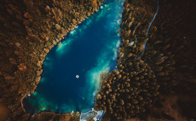 mountain lake aerial view