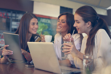 Girls have fun on coffee break.