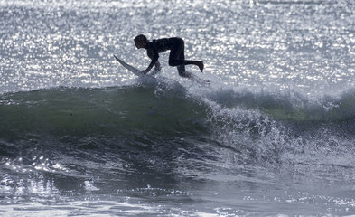 Fototapeta premium Surfer am Maketu Beach, Neuseeland, Südinsel