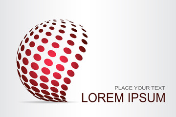 Logo stylized spherical surface with abstract shapes